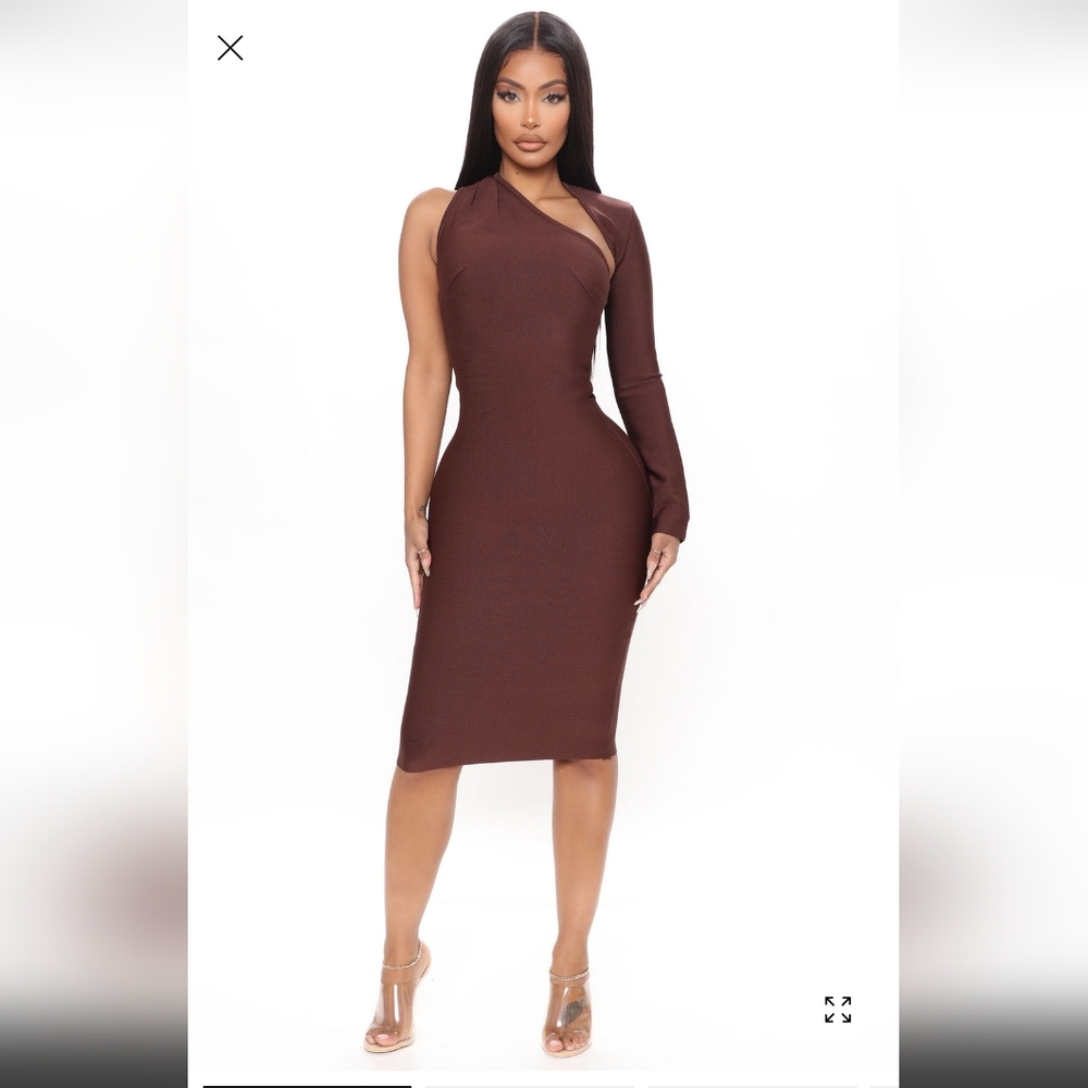 My Love Bandage Midi Dress- Brown